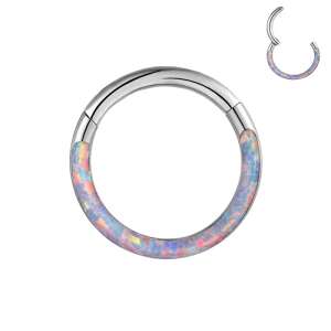 Csuklós titán karika holo lila opál berakással 58669023 - Nono