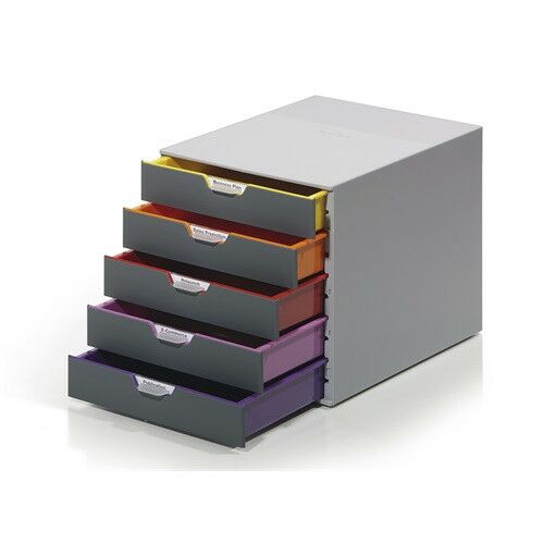DURABLE Шкаф за документи, пластмасов, 5 чекмеджета, DURABLE "VARICOLOR® 5", сив