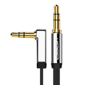 Ugreen 3,5 mm-es mini jack hím-hím audio kábel, 5 m, ezüst, derékszögű csatlakozó - Ugreen