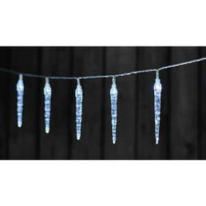 LED icicle lights, 10 icicles, 1.35m long, cool white, indoor use, timer, Emos - Seasonal decoration