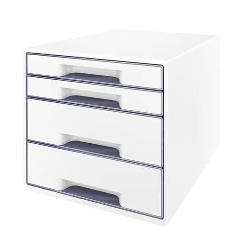 Leitz Wow Cube spremnik za dokumente s 4 ladice bijelo-sivi 52132001 82090456