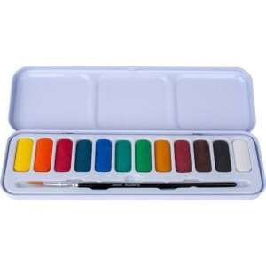 Derwent Academy Vízfesték készlet, 12 szín, fémdoboz, ecsettel - Derwent