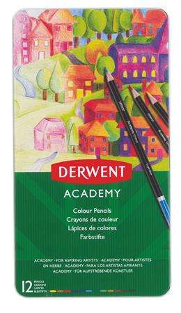 DERWENT Színes ceruza készlet, fém doboz, DERWENT "Academy", 12 különböző szín 31565944
