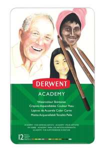 Derwent Academy Watercolor Skin Tones pencils, 12 colors in a metal tin - Colored Pencil