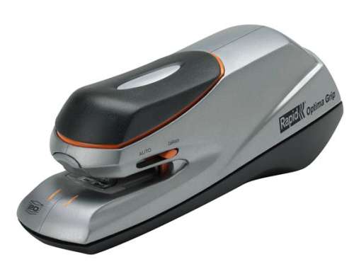 RAPID Optima Grip electric stapler, 20 sheet capacity, silver and black