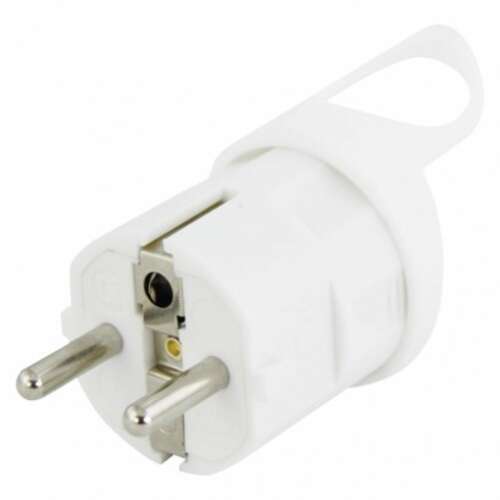 Emos white straight plug with hanging loop