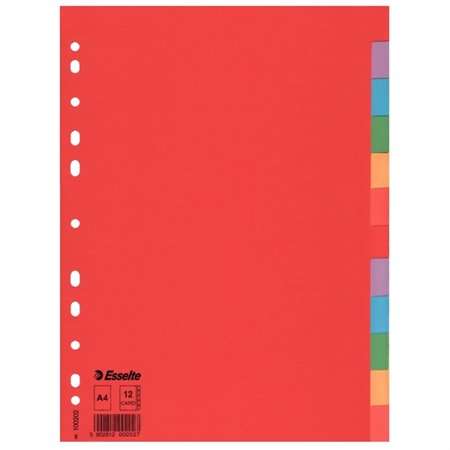Esselte Economy A4 12-part colored index dividers