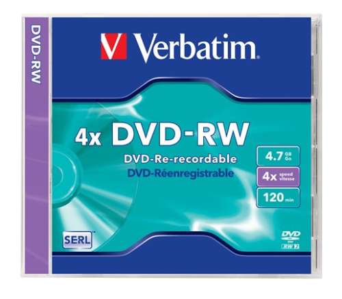 VERBATIM DVD-RW, wiederbeschreibbar, 4,7GB, 4x, 1 Stk. DVD-RW, Standardhülle, VERBATIM