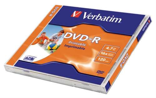 VERBATIM DVD-R disk, potlačiteľný, matný, ID, 4,7 GB, 16x, 1 disk, štandardné puzdro, VERBATIM