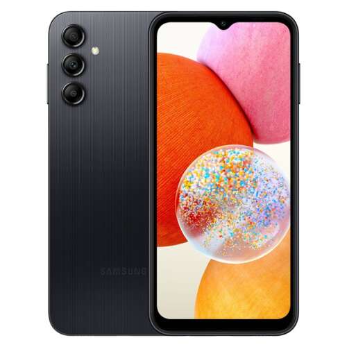Samsung Galaxy A14 4G Smartphone, schwarz, Vorder- und Rückseite
