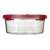CURVER Smart Cook 1.2L round glass food storage container with red lid, side view