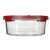 CURVER Smart Cook 1.2L round glass food storage container with red lid, side view