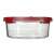 CURVER Smart Cook 1.2L round glass food storage container with red lid, side view