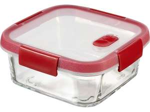 CURVER Lebensmittelbehälter, quadratisch, Glas, 0,9 l, CURVER "Smart  Cook", rot