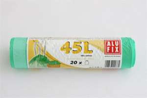 ALUFIX 45L zöld szemeteszsákok, 20 db-os csomag, zárószalagos - Alufix