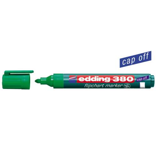 Edding 380 marker do flipchartu, zielony, 1,5-3 mm okrągły grot, technologia Cap-Off
