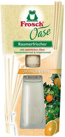 Frosch Oase Raumfrischer Orangehain, 90 ml, air freshener with natural oils, diffuser sticks, orange scent