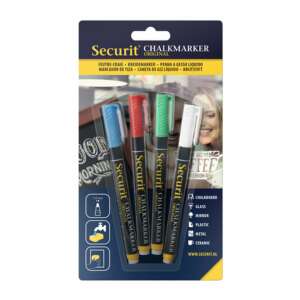 Securit Chalkmarker Original 4-pack folyékony krétamarker készlet, kék, piros, zöld, fehér - Marker
