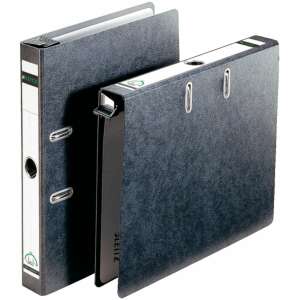 Leitz A4 függő iratmappá, fekete, zárva, elő- és oldalnál nézve - Archiváló doboz