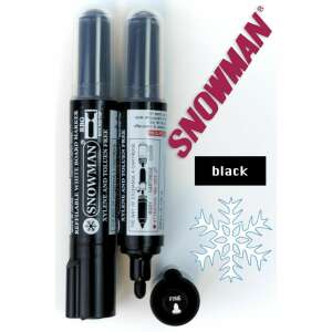 Snowman újratölthető táblamarker, fekete, kerek hegy, finom vonal - Marker
