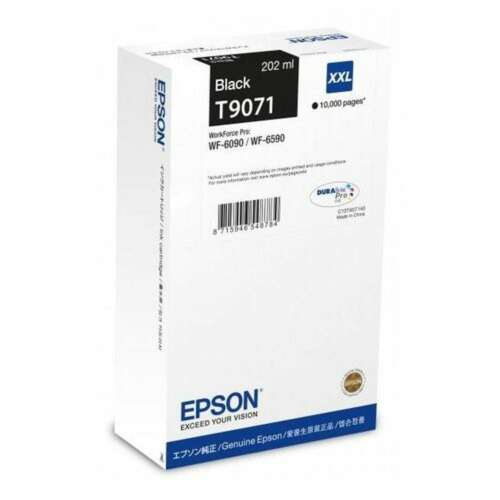 Epson T9071 fekete tintapatron, 202 ml, XXL, 10 000 oldal, Epson WorkForce Pro WF-6090/WF-6590 nyomtatókhoz