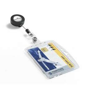 Durable retractable badge holder with clear acrylic card holder, black retractable reel - Dressing Accessory