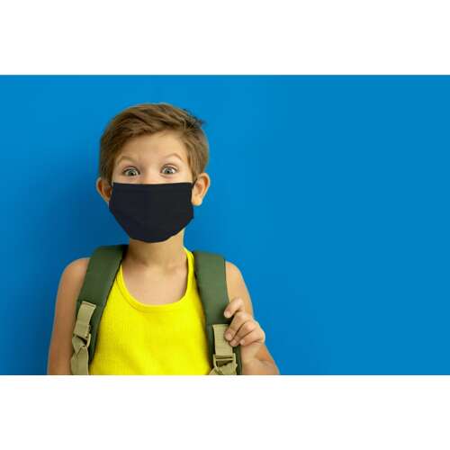 3 rétegű egészségügyi gyerek szájmaszk, gumis rögzítéssel, fekete 10 db/csomag