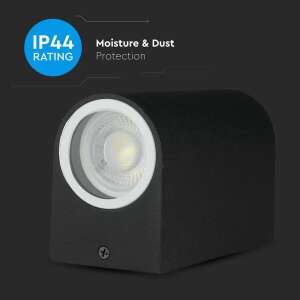 V-TAC kültéri fali lámpa, fekete, kerek, 2xGU10 foglalattal, IP44 védettség - V-TAC