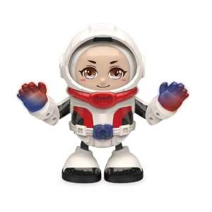 Táncoló űrhajós játék fényhatásokkal és mozgatható sisakkal, 18 cm magas, piros és kék fények, fehér és piros űrhajós ruha - Nonbrand Interaktív gyerek játék