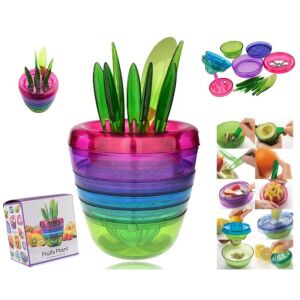 10 darabos szivárványszínű zöldség-gyümölcs formázó konyhai eszköz készlet facsaróval, reszelővel, szeletelővel és almaszeletelővel - Kézi aprító, Kézi mixer, Gyümölcscentrifuga és préselő és Elektromos tésztagép