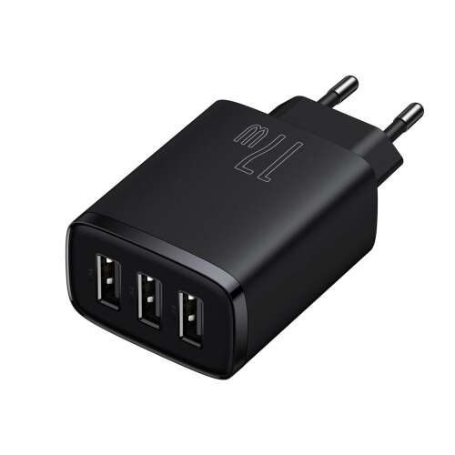 Încărcător USB Baseus Compact cu 3 porturi, 17W, negru
