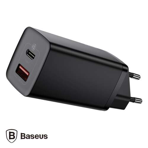 Baseus GaN2 Lite Power Adapter, USB + Type-C, 65W, Black