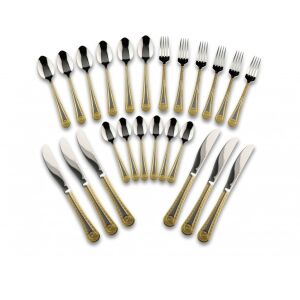 24-teiliges Besteckset mit Goldmuster - elegantes Tafelgeschirr für 6 Personen, 3 Gänge 127851028 - Besteck