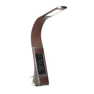 Orno Virone DOLOMIT LED lampă de birou maro cu ceas și alarmă - Lămpi de masă