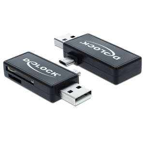 Delock Micro USB OTG Card Reader with USB A Male connector, black - External Card Reader