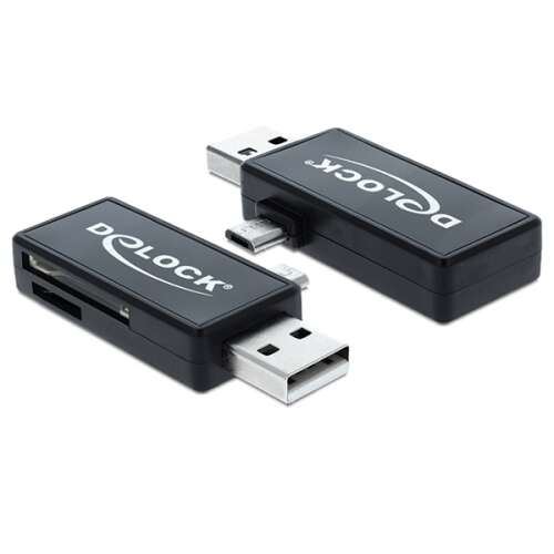 Delock Micro USB OTG Card Reader with USB A Male connector, black