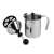 Stainless steel milk frother with black handle, 40cl capacity