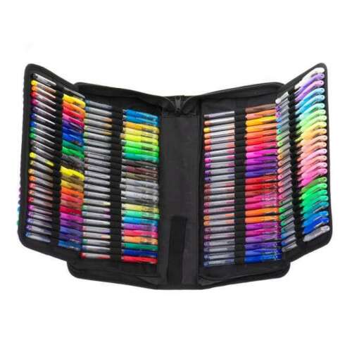 Set of 120 gel pens with 120 refills in a black zippered case