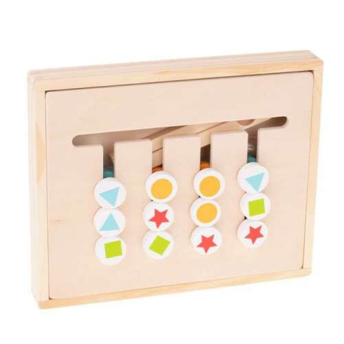 Fa logikai játék gyerekeknek, színes formákkal és mintákkal