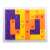 Tetris puzzle game with cards, 12 blocks in a bag, 30 cards, orange, purple, yellow