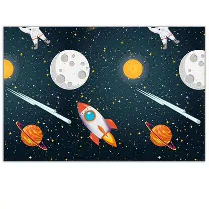 Space Rocket Space Plastiktischdecke 120x180 cm