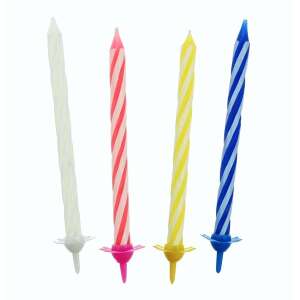 Party Art Csavart Születésnapi Gyertya - 24 db, 6 cm, 4 szín