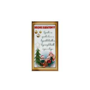 Karácsonyi hűtőmágnes egy 5 fős családdal, akik egy karácsonyfa előtt állnak, és 'Boldog Karácsonyt!' mondanak - Művészet & Hobbi