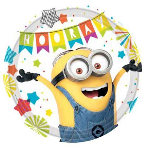 Minion mintás papír tányér 23 cm, 8 db/csomag, Party kellékek - Amscan