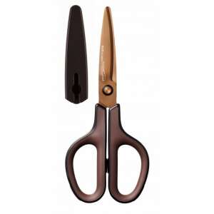 Foarfece Plus Japan Fitcut Curve Premium, 17,5 cm, bronz, cu husă de protecție - Foarfece