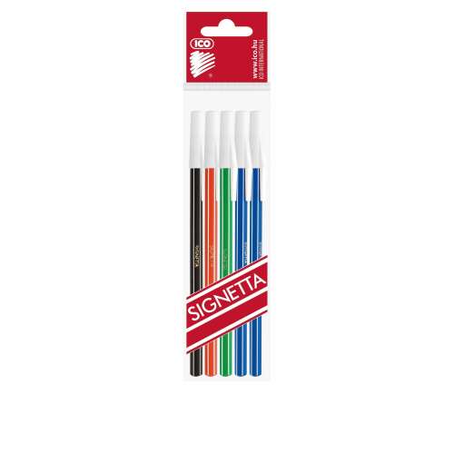 Signetta ballpoint pen set, 5 colors, black, blue, green, red, plastic, capped