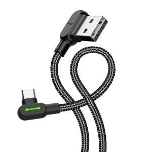 Mcdodo CA-5282 1,8m USB-A - USB-C szögletes kábel LED-es jelzővel, fekete - Adatkábel