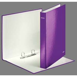 Leitz WOW A4 Maxi 2 gyűrűskönyv, 40mm D gyűrűs, fényes lila, nyitva - Gyűrűskönyvbetét