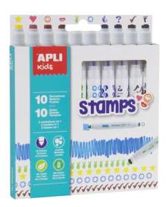 APLI Filzstiftset, Drucker, APLI "Duo Stamps", 10 verschiedene Farben und Muster 31568308 Filzstifte