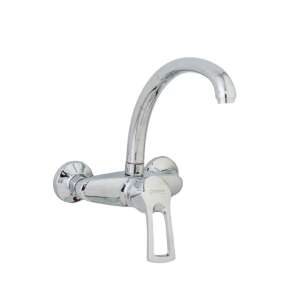 TRENDY S Falra szerelhető konyhai csap, fényes krómozott hattyúcső, chrome kitchen faucet, wall mounted, single lever - Trendy S Faucet